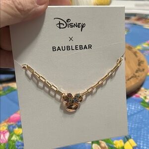 New Disney / BAUBLEBAR Gold Minnie Mouse Crystal Necklace - Gold